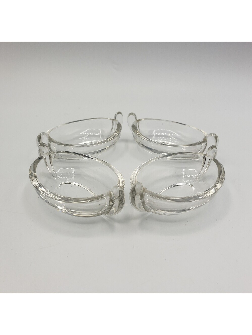 Crystal Clear Glass Salt Cellars Dips Oval Boat Shape QTY 4 Dipping Sauce Bowl